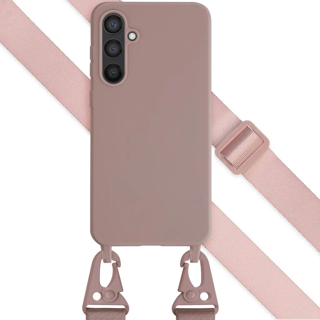 Custodia in silicone Selencia con cinturino rimovibile Samsung Galaxy S23 FE - Rosa sabbia