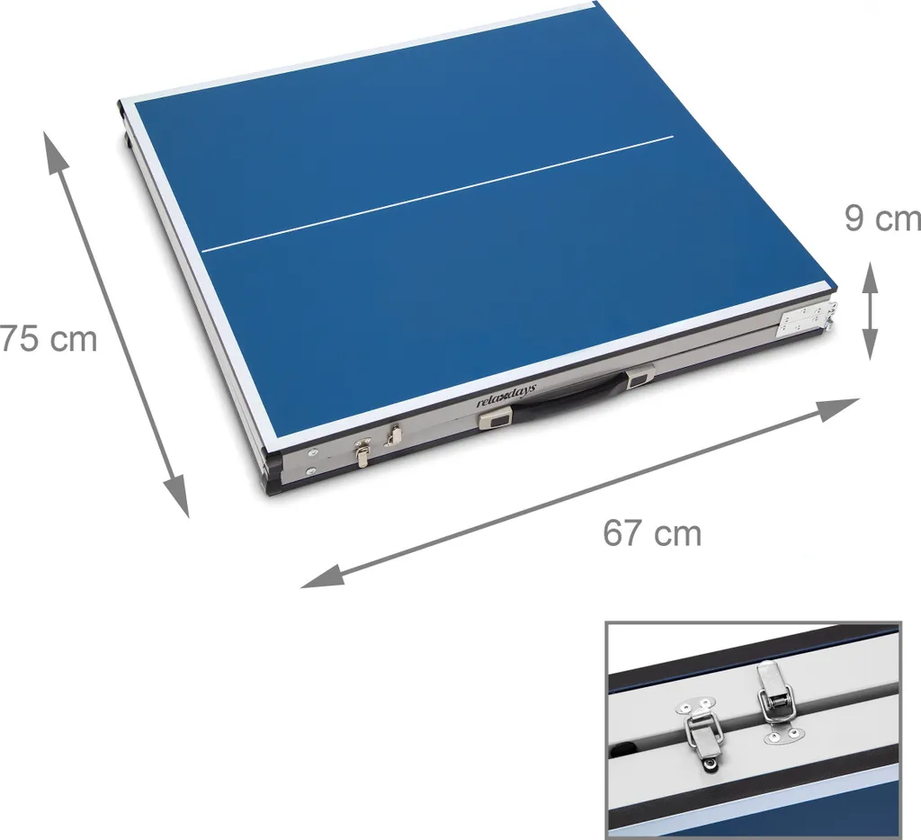 Relaxdays Table de ping-pong pliable - Mini table de tennis bleue compacte
