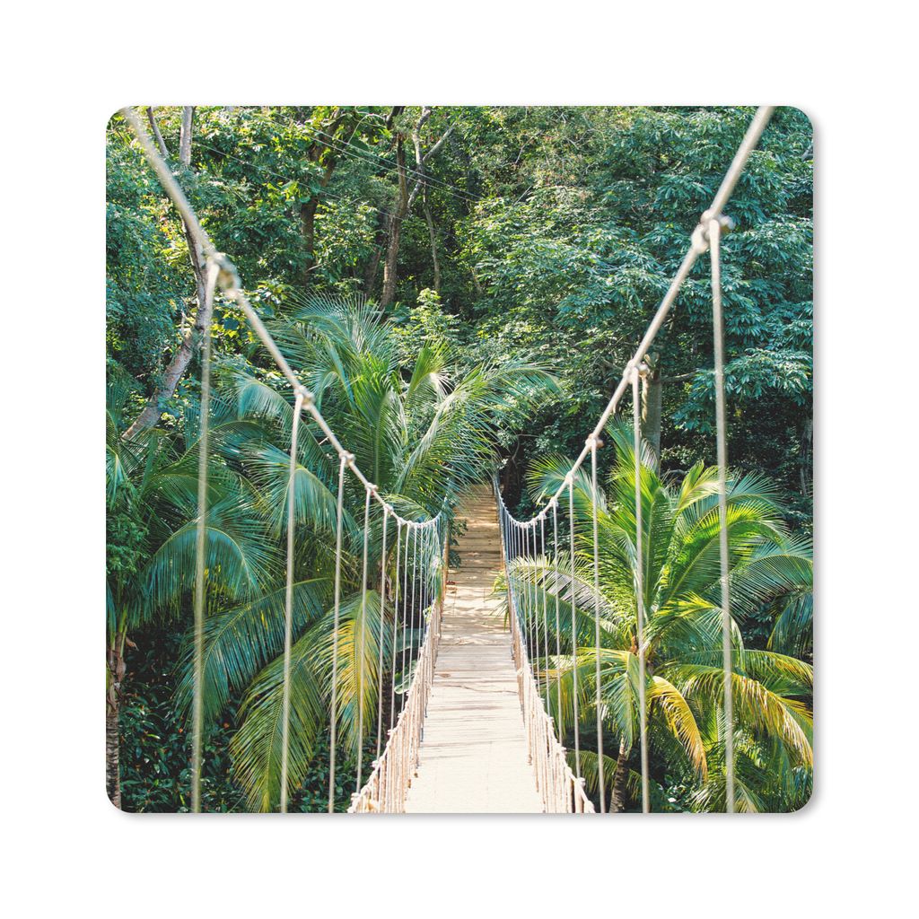 MuchoWow Mauspad Mousepad Dschungel - Palme - Brücke - Natur - Pflanzen 30x30 cm - Mousepads - Maus Mat - Pad - Mausunterlage - Gaming
