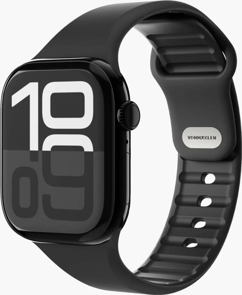 Bracelet Apple Watch silicone noir Vonmählen Classic 2 flexible et durable