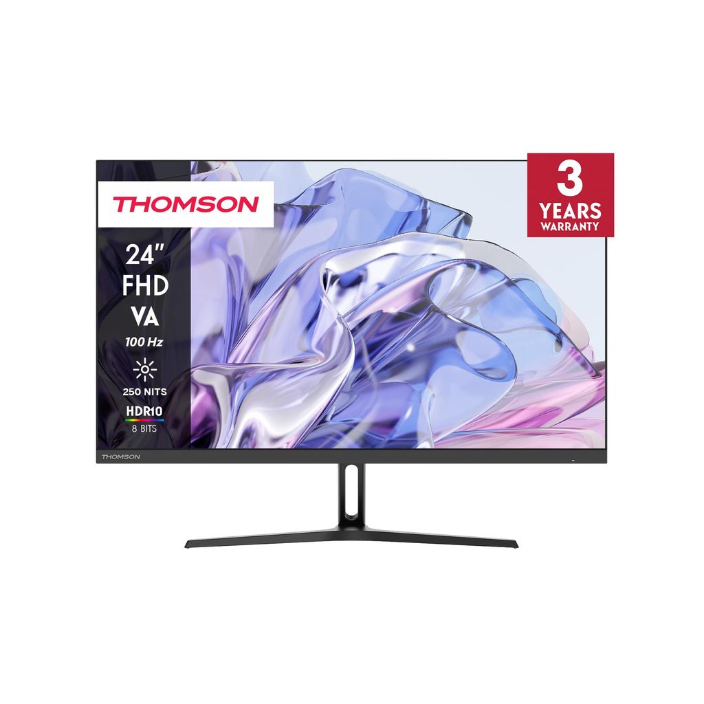 Thomson 24 Zoll Full HD Monitor, 100Hz Bildwiederholrate, VA Panel, 4000:1 Kontrast, HDMI, Low Blue Light, VESA Mount 75x75, Schwarz, M24FB2Y14