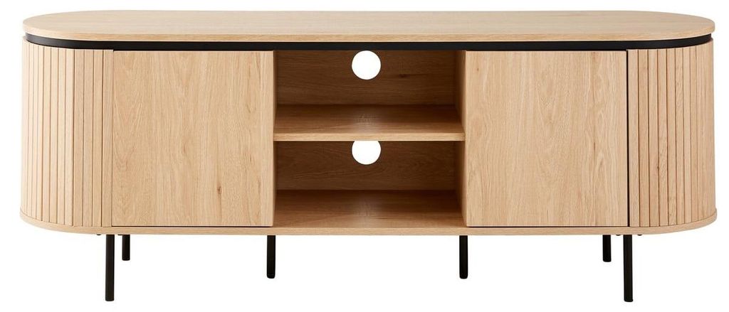 CALICOSY - Meuble TV 2 portes avec côtés effet rainuré L150 Image du produit 