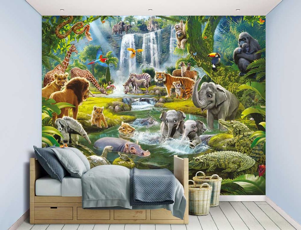 Kindertapete Vlies Tapete Wand Bilder XXL Poster Zoo Dschungeltiere Foto Tapete