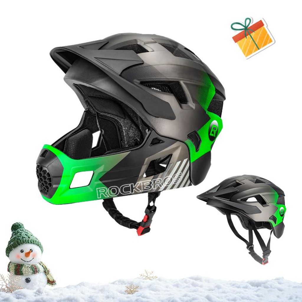 ROCKBROS Fahrrad Kinderhelm, Integriert Fahrradhelm, Jugend, Schwarz titan grün, S (48-54cm) weihnachtsgeschenke für kinder