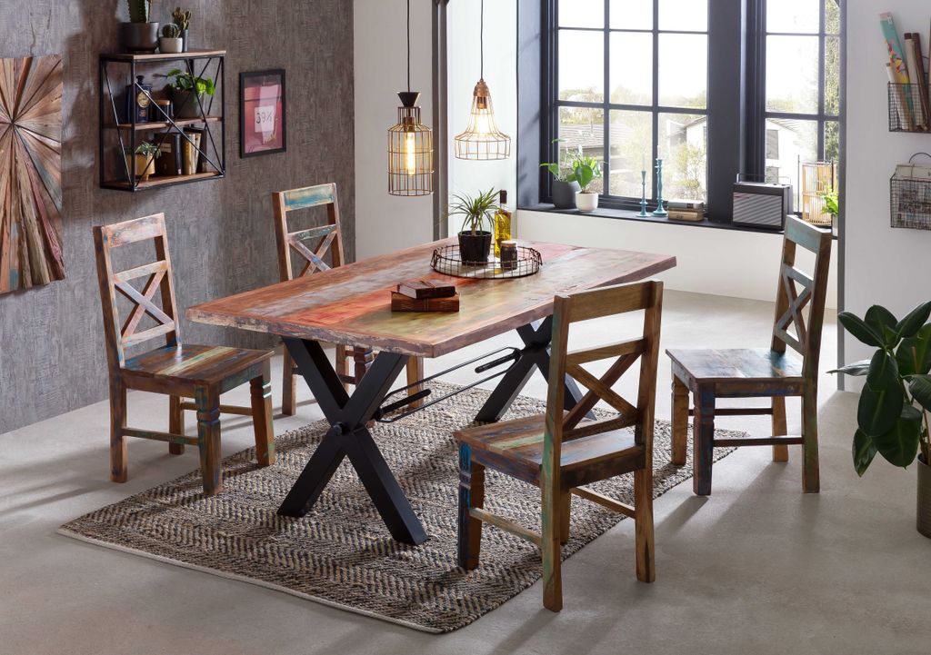 SIT Möbel Esszimmerstuhl 2er-Set | Altholz lackiert | bunt Produktbild 12
