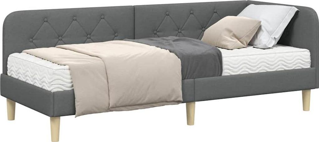 Eckbettgestell Dunkelgrau 80 x 200 cm Stoff