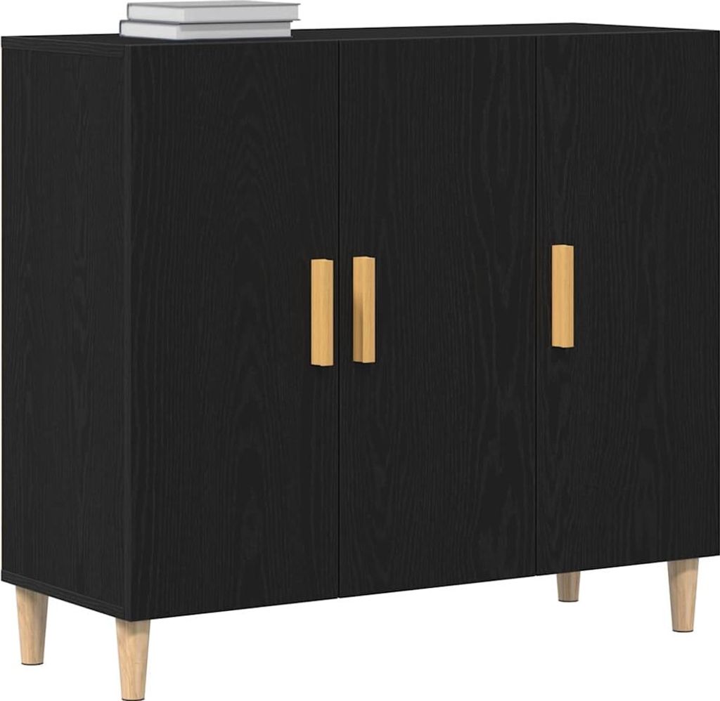 Sideboard Schwarz Eichen-Optik 90 x 34 x 80 cm Holzwerkstoff