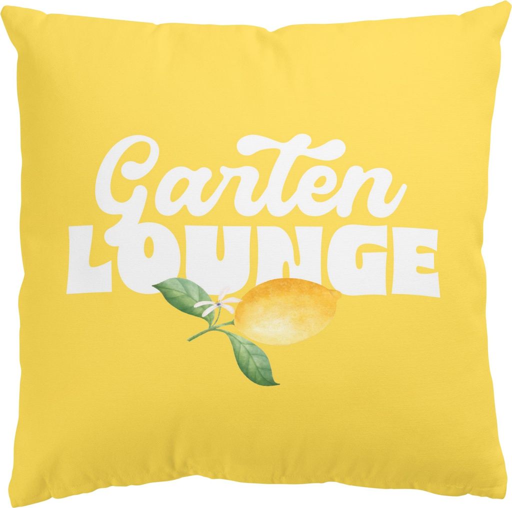 Dekokissen Kulinarisch drinnen / Indoor Zierkissen Samt waschbar Pflanzen gelb Aquarell Illustration Sofakissen mit Füllung