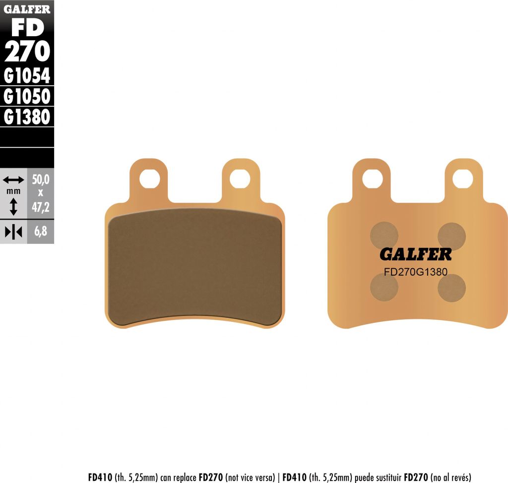 Bremsbeläge Galfer FD270G1380 Sinter-Metall SCOOTER hinten für Italjet Dragster, Scorpa T-Ride Sherco SE -F Peugeot SV Geo Elyseo 125 - 250 ccm