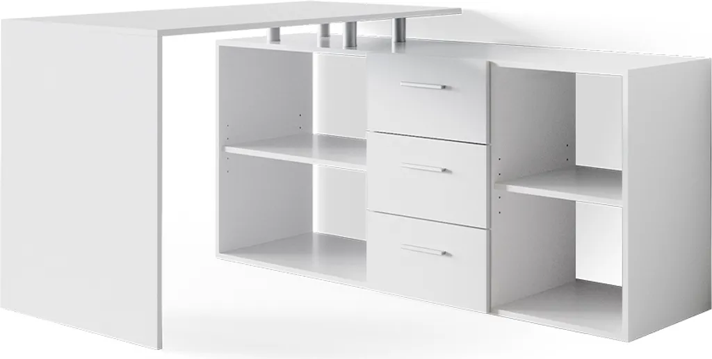 Bureau d'angle Vicco Dante Blanc 215cm : Gain de Place et Grand Espace