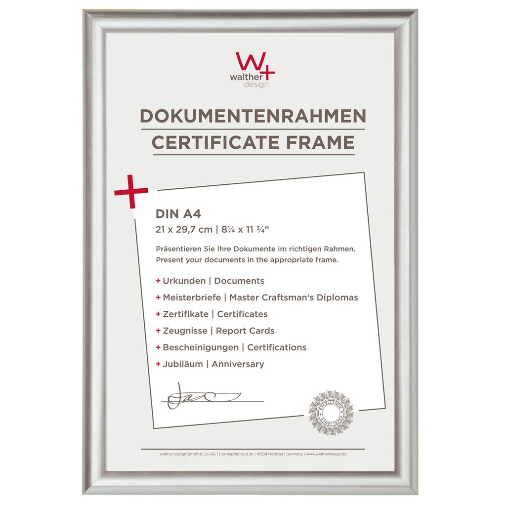 Walther Trendstyle 21x29,7 Kunststoff silber DIN A4 KP130S