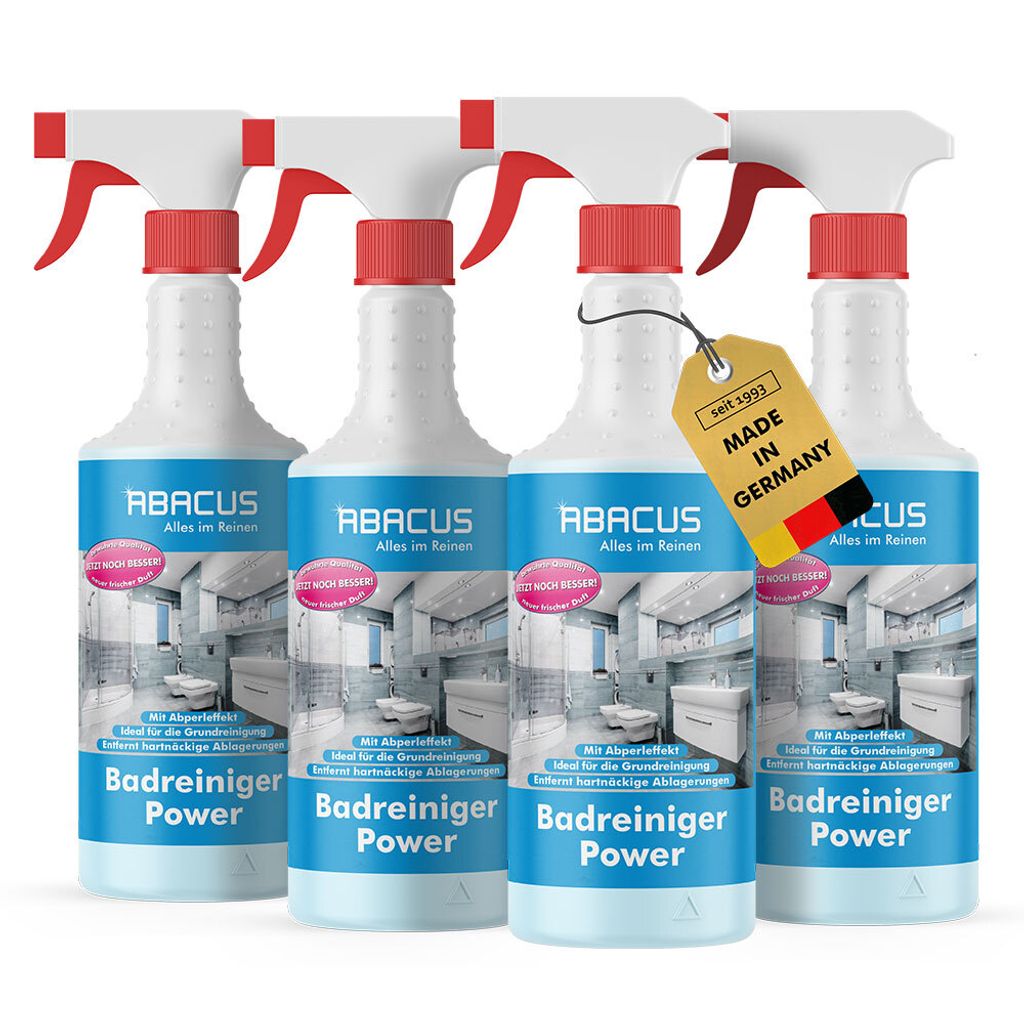 ABACUS Badreiniger, Sanitärreiniger, gebrauchsfertig für Bad, Dusche und WC - Badreiniger Power 4 x 750ml Badreiniger Power