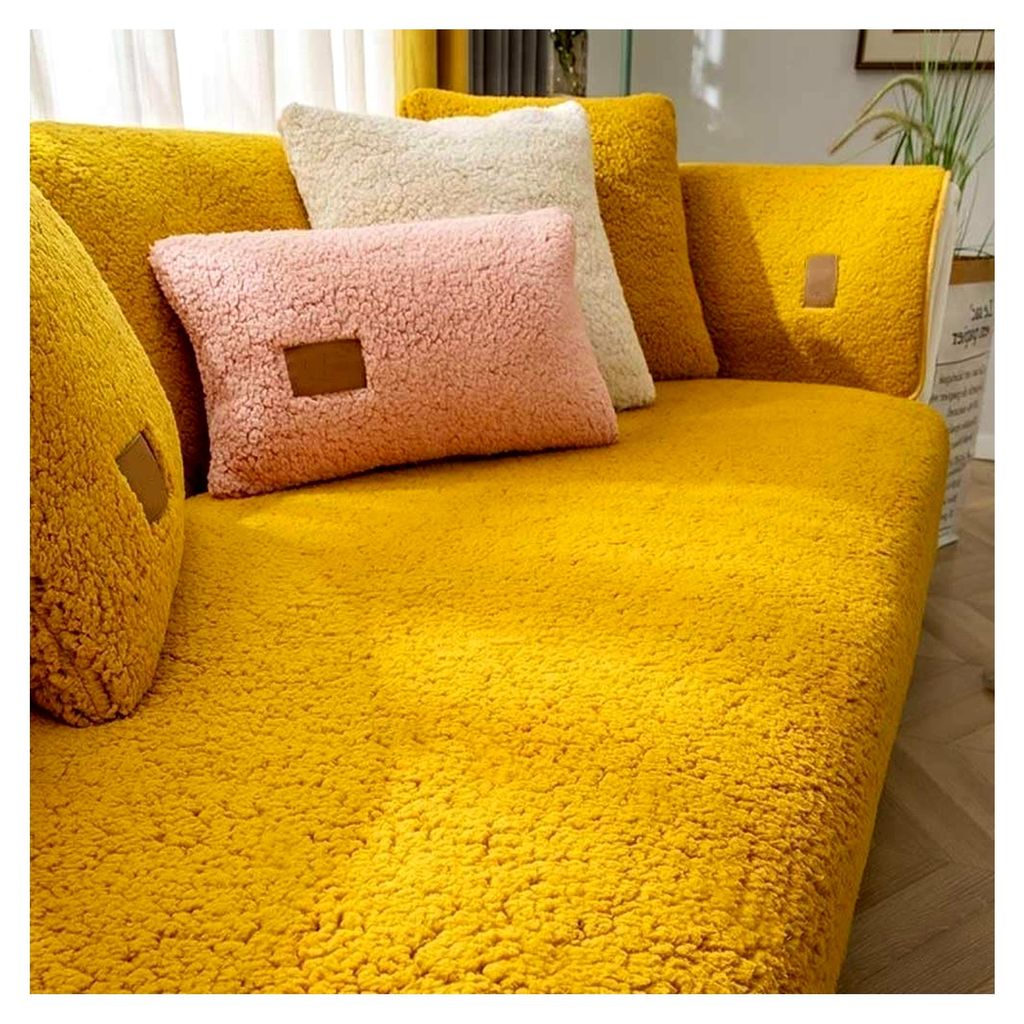 Samt Sofabezüge für 1, 2, 3 und 4 Sitzer L-Form Ecksofa/Couch Überwurfdecke, rutschfeste Sofahusse