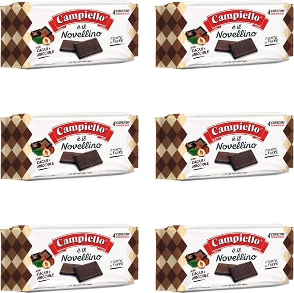 6x Campiello Novellino cacao Kekse Kakao und Haselnuss 350g Kuchen Butterkeks