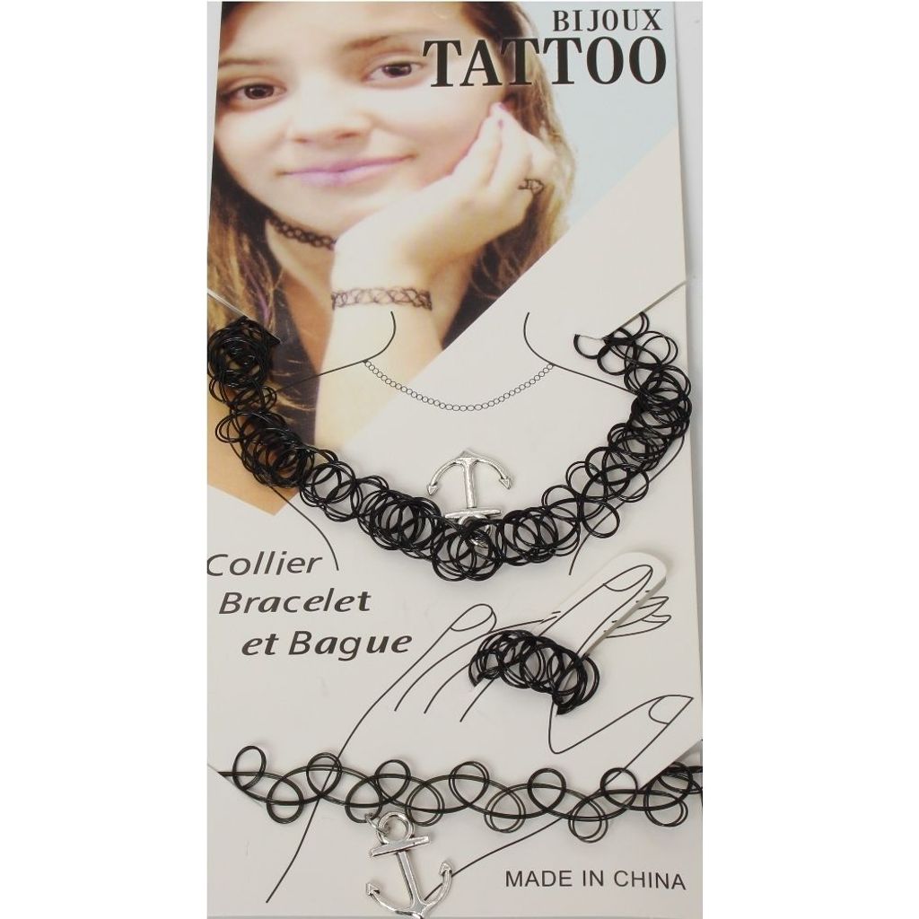 3er Set Halsband Armband Ring Anker