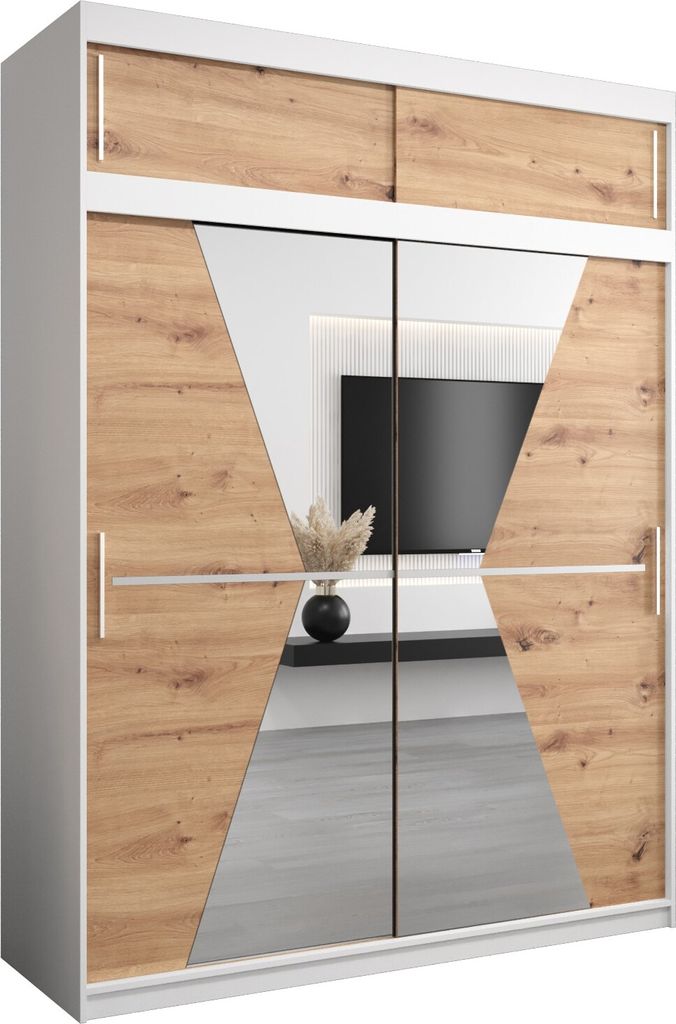 Kleiderschrank, Schiebetürenschrank Schlafzimmer, Schrank mit Spiegel MAROKO 180 mit Aufsatz, Höhe 240 cm