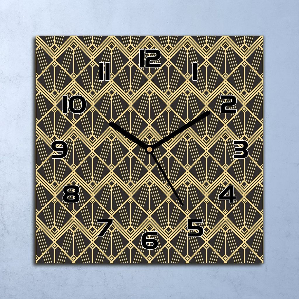 Wanduhr Echt-Glas-Küchenuhr Abstrakte gold Kunst Quarz 30x30 Deko Bilder