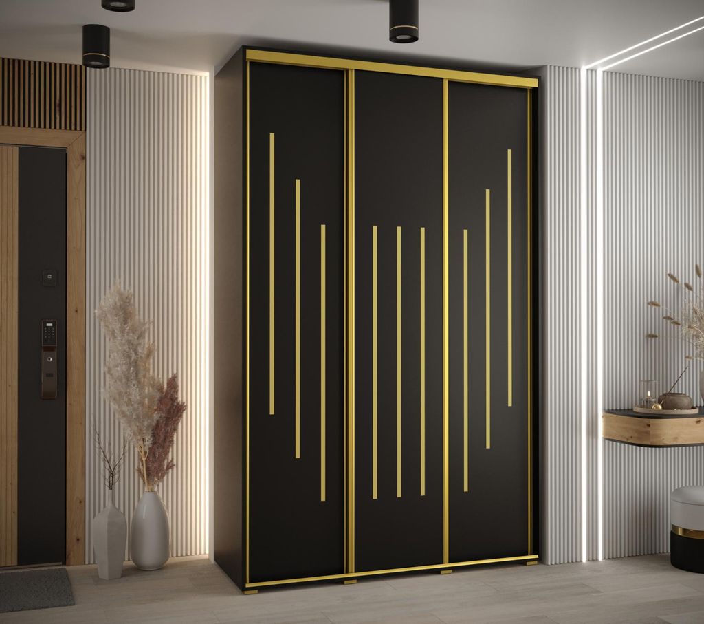 Kleiderschrank ASIRI 8 - 150/60 cm, schwarz/gold