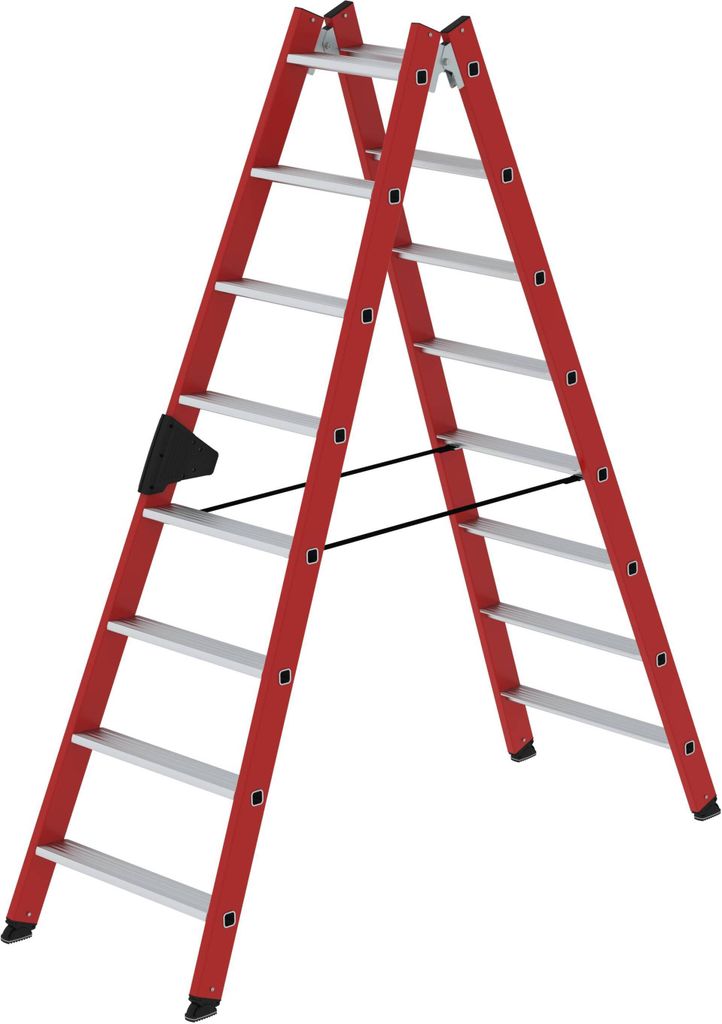 Stufen-Stehleiter beidseitig begehbar GFK / Alu 2x8 Stufen
