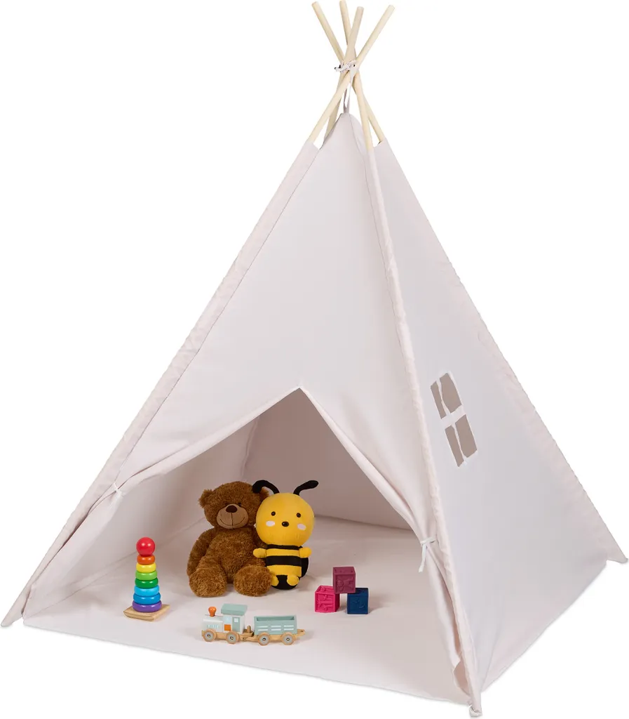 Tente de jeu tipi enfant avec tapis de sol intégré pour cabane