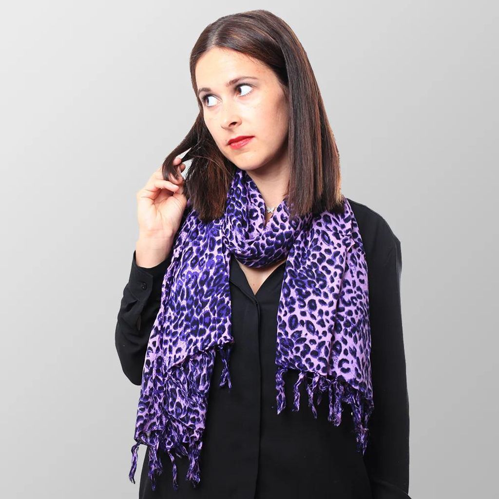 Schal Tuch lila Leopard