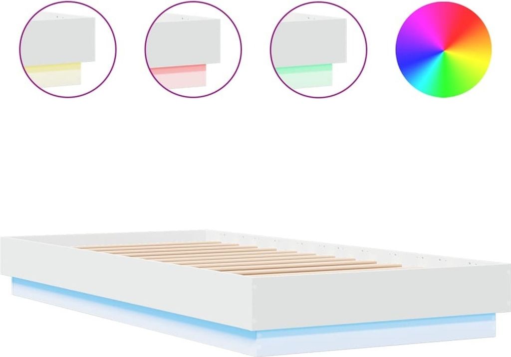 vidaXL Struttura letto con luci LED bianche 100x200 cm Immagine del prodotto 