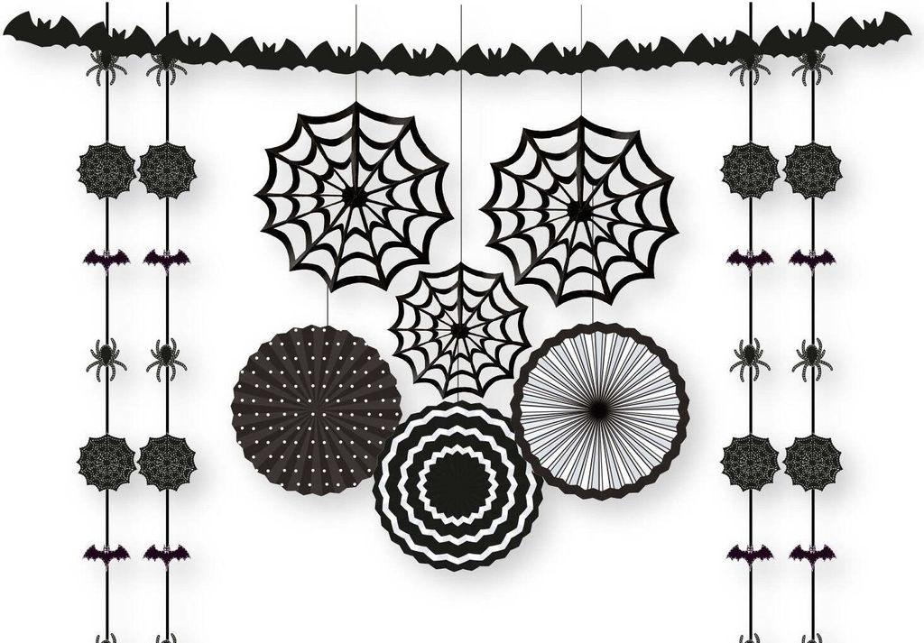 Halloween Spinnenfest Hängedeko Set 11teilig