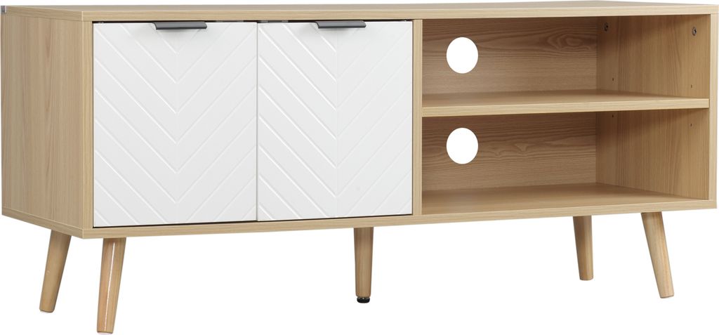 HOMCOM Moderner TV-Schrank, Wohnzimmer-TV-Tisch mit 2 Türen und 2 Ablagen für Fernseher bis zu 46 Zoll, für Schlafzimmer, 110 x 39 x 48,8 cm, Na...