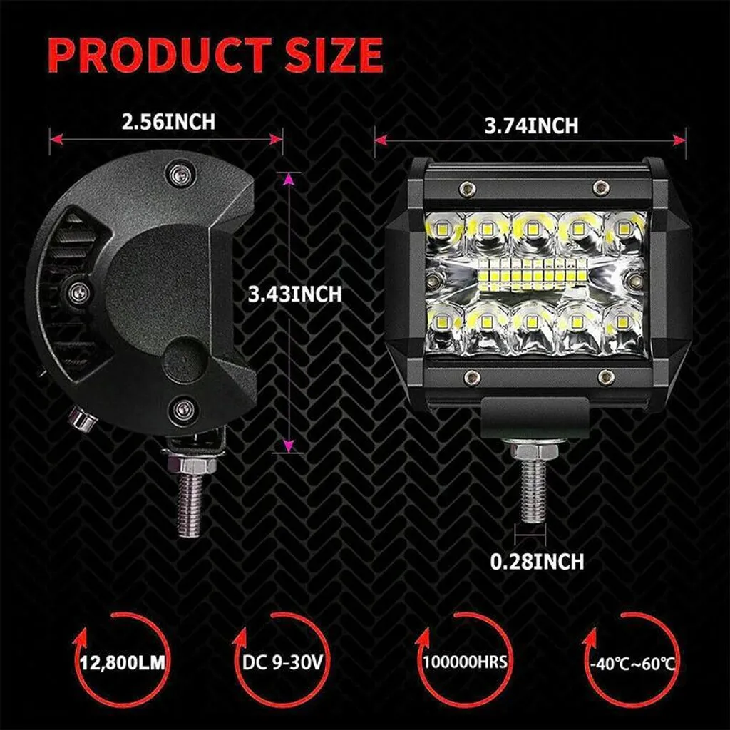 Lampe de travail LED IP68 ultra résistante - Pack de 4 modules puissant - 2