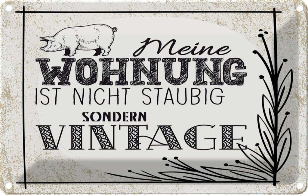 vianmo Blechschild 20x30 cm Wohnung nicht staubig Vintage Spruch Zitat