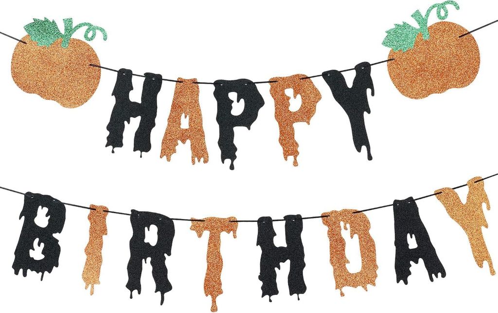 Halloween-Kürbis-Happy-Birthday-Banner $ Thanksgiving-Herbst-Kürbis-Thema-Geburtstagsparty-Dekorationen $ Halloween-Hintergrund-Dekoration Happy ...