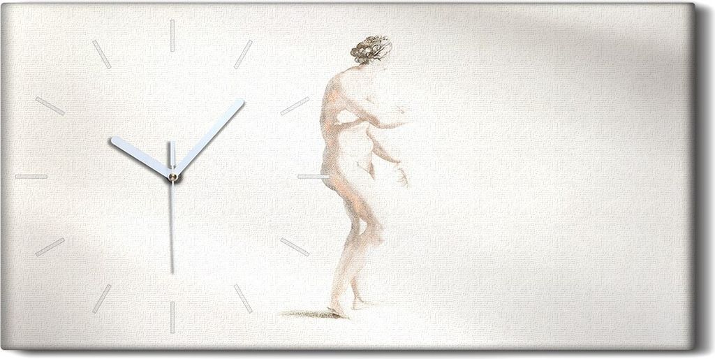 Wohnzimmer-Bild Leinwand Uhr Geräuschlos 60x30 Zeichnung Alte Frauen Kunst - weiße Hände