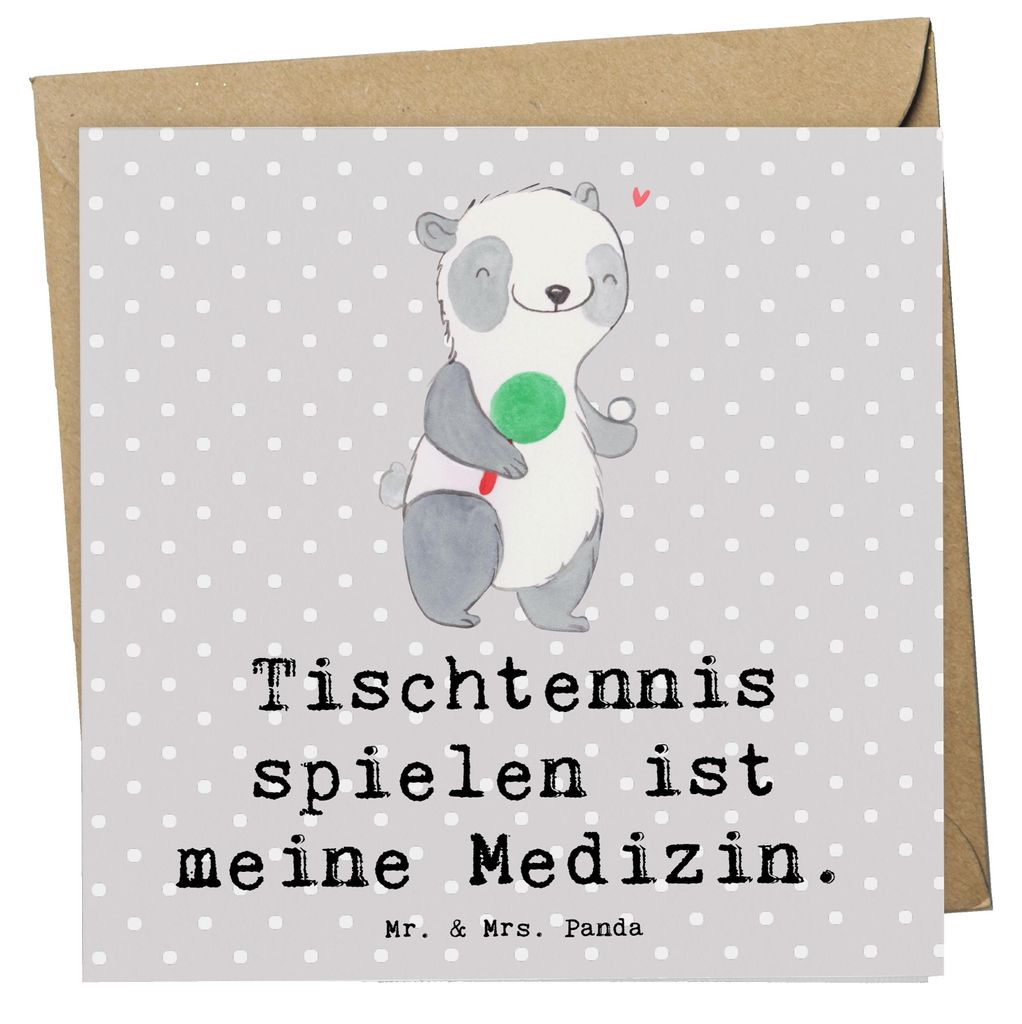 Mr. & Mrs. Panda Deluxe Karte Panda Tischtennis - Grau Pastell - Geschenk, Verein, Klappkarte, faltkarte, Glückwunschkarte, Bund, anlasskarte, Gru...