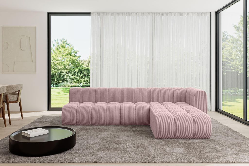 ALTDECOR Modulares Sofa Ecksofa in L-Form - Darnel-L2 - 296x177x70 cm Rosa - Corner modular Sofa Eckcouch Couch Wohnlandschaft Cauchsofa Bodensofa ...