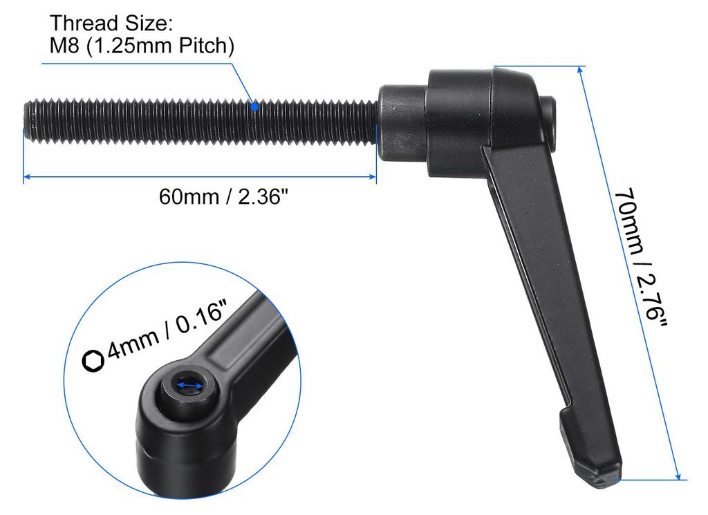 4 Stš¹ck Klemmhebel Griff M8 x 60mm Au?engewinde Bolzen Klemmschraube Kn?pfe Kohlenstoffstahl, Verstellbarer Klemmhebelgriffe Handgriff fš¹r We...