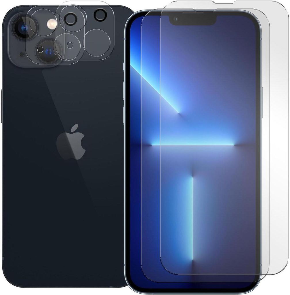 4in1 Conie Schutzfolien Set für iPhone 13 Glasfolie Displayschutz Kamera Schutz Folie Panzer Glas Schutzfolie