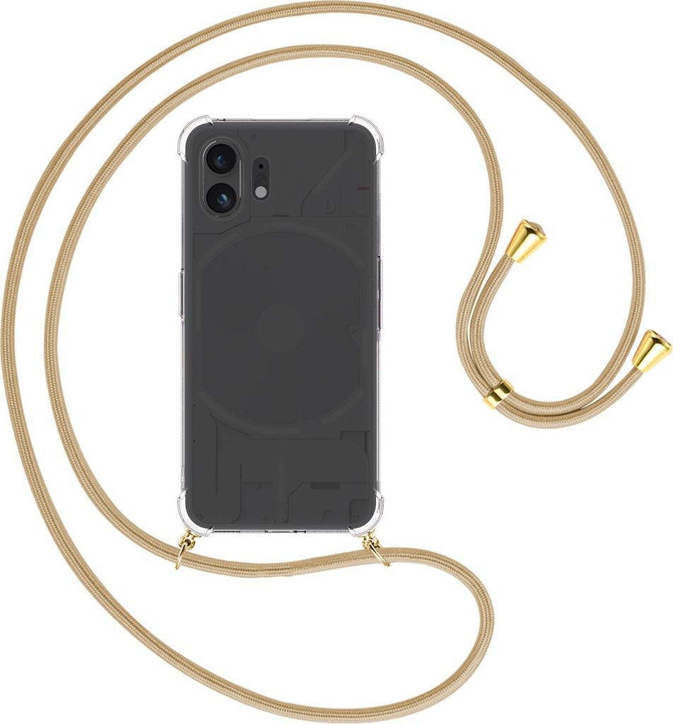 Handykette Backcover-Schutzhülle mit Band (Metall goldfarben) für Nothing Phone (2) (A065, 6.7'') - caramel