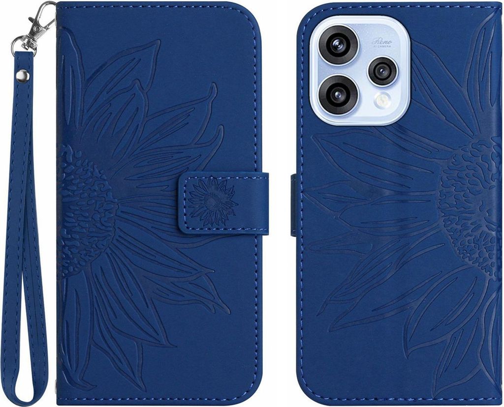 OPPO Reno15 Hülle - Coverup Sonnenblume Klapphülle mit Schlüsselband - Blau