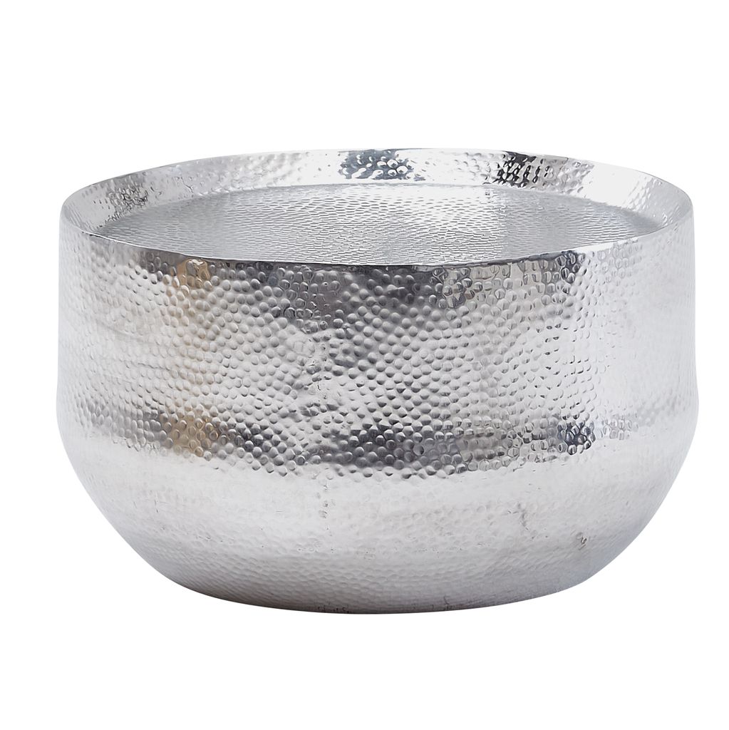 Couchtisch Hammerschlag Aluminium Rund 60x60x35cm Silber Produktbild 