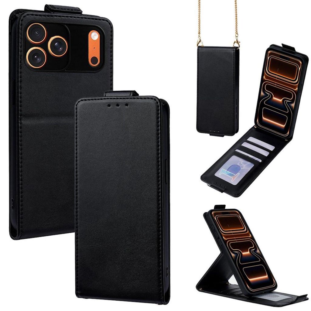 Handy Hülle Klapphülle für Apple iPhone 17 Pro Max Flip Case Kartenfach Schwarz