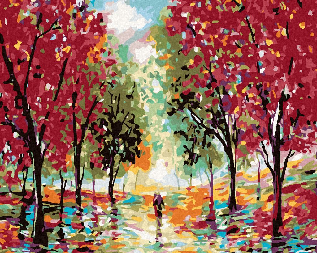 Zuty - Malen nach Zahlen - ROTER WALD, 40x50 cm, mit Keilrahmen (bereits gespannt)