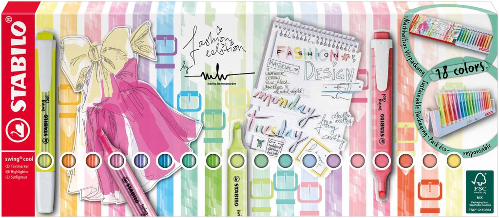 STABILO swing cool Deskset, Modrá, Zelená, Oranžová, Obrázok produktu 