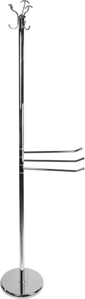 Casa Padrino Luxus Badezimmer Kleiderständer mit Handtuchhalter Silber Ø 30 x 34 x H. 182 cm - Verchromter Messing Badezimmer Garderobenständer ...