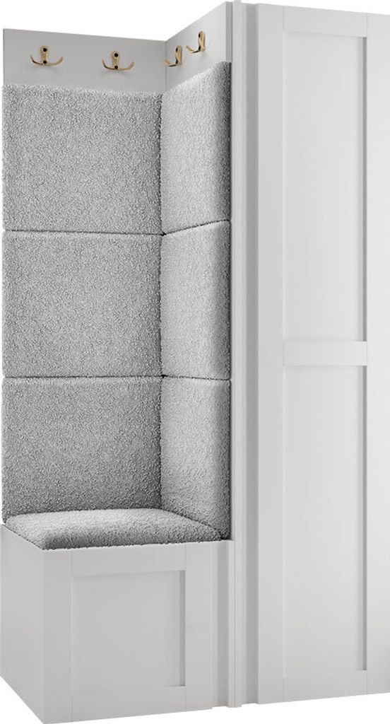 MIRJAN24 Garderoben-Set Orion Ramiro XXV, Kleiderschrank, Schuhschrank, Kleiderhakenbrett, 7x Paneel 42x42, 6 Kleiderhaken für Kleidung, Metallgri...