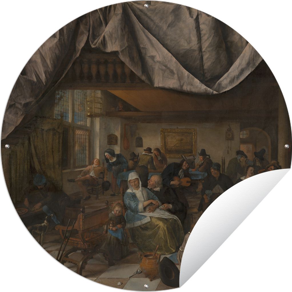 MuchoWow Gartenposter Outdoor-Poster Rund Das Leben des Menschen - Jan Steen Ø 120 cm Gartendeko Rundes Poster draußen