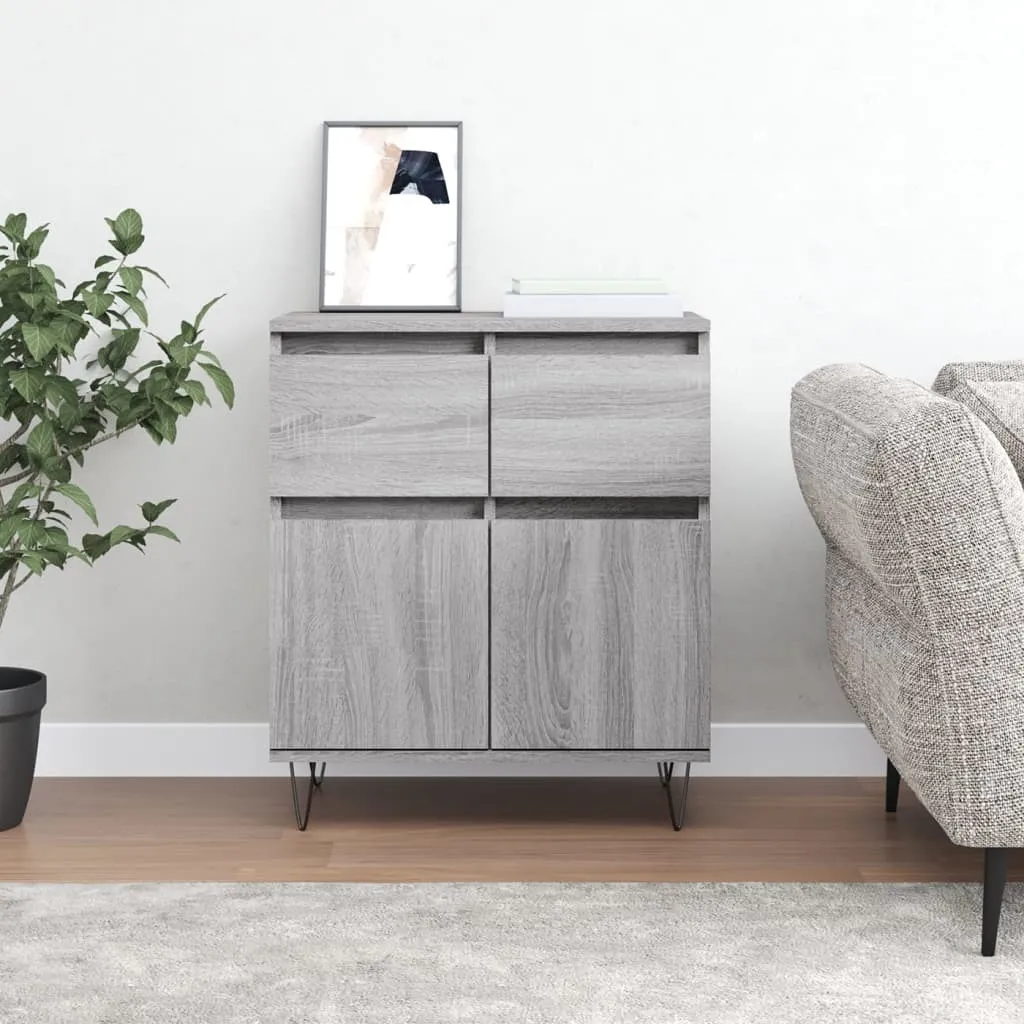 The Living Store Credenza Grigio Sonoma 60x35x70 cm Materiale legno