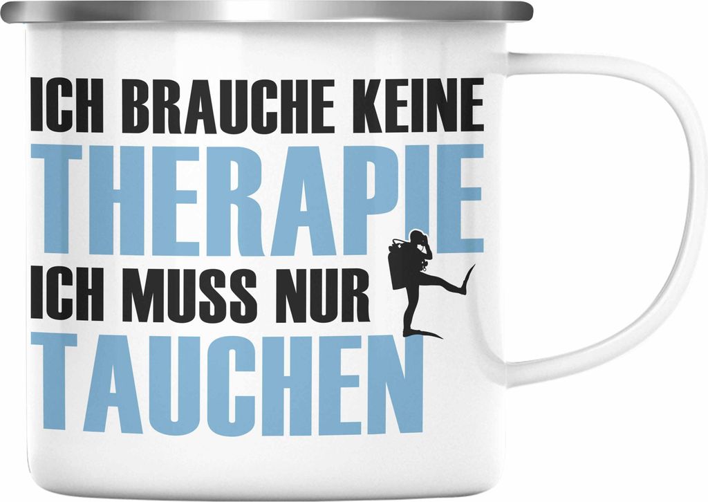 Trendation - Taucher Emaille Tasse Geschenk Emaille Emaille Tasse Geschenkidee Männer Tauchen Evolution Grafik Tauchlehrer Tauchsportler Becher Pr...