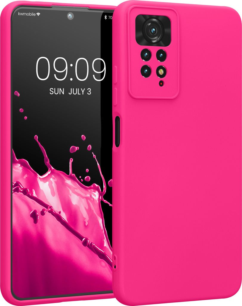 kwmobile Slim Case kompatibel mit Xiaomi Redmi Note 11 Pro / Note 11 Pro (5G) / Note 12 Pro (4G) Hülle - Handyhülle aus Silikon in Neon Pink