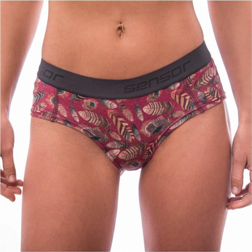 SENSOR MERINO IMPRESS Damen-Slip, lila/federfarben, Größe M