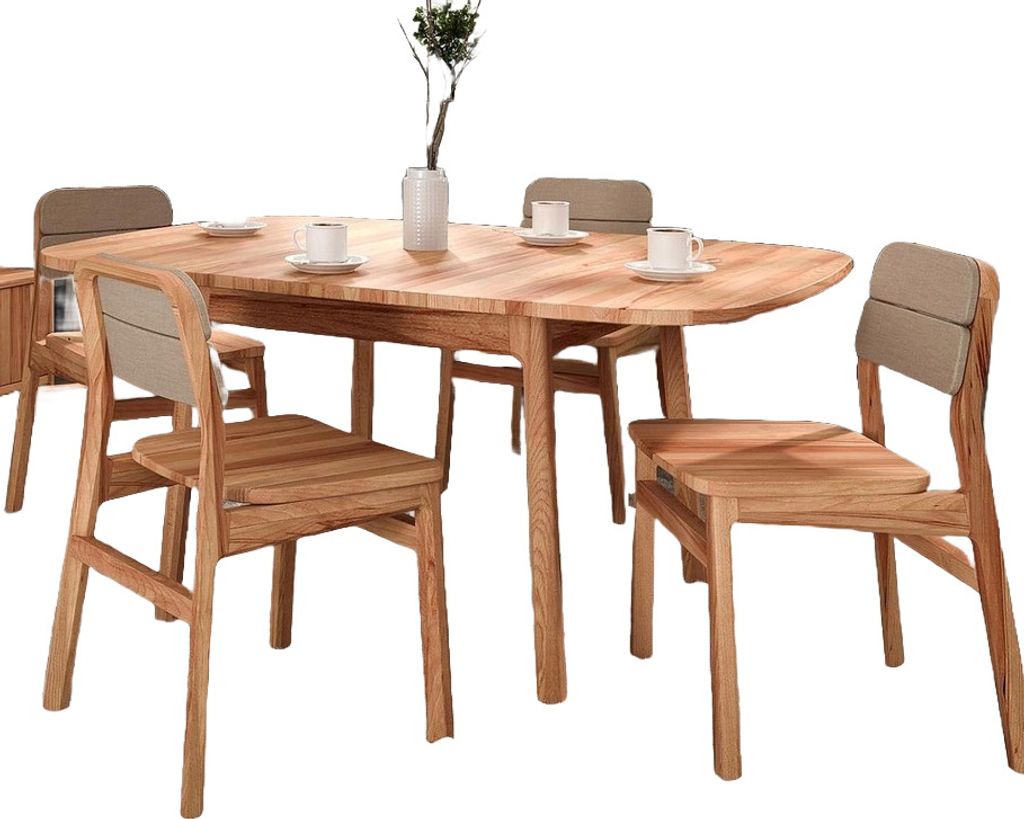 Esstisch Swig aus Kernbuche massiv geölt 90x150 Ausziehbar auf 190 cm Holzbeine